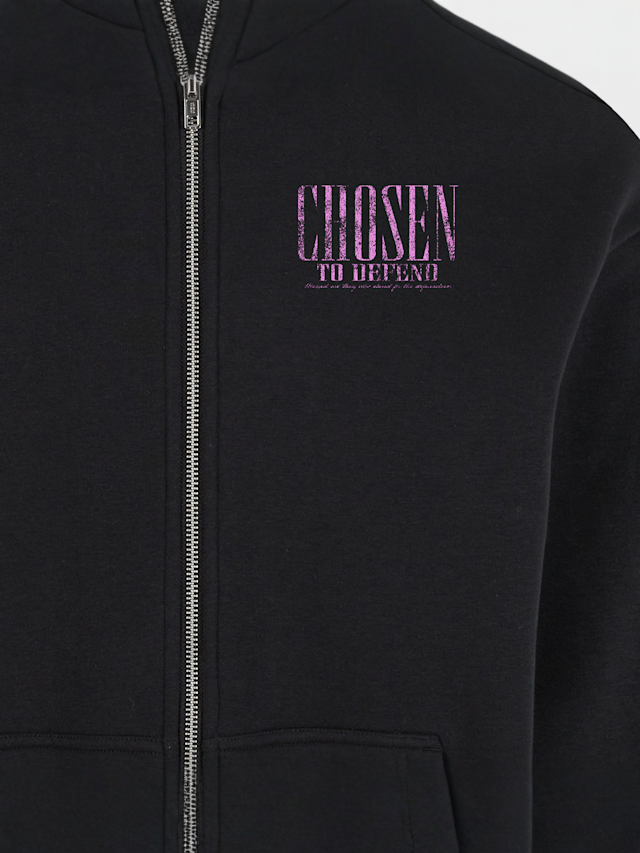 Mister Tee, Chosen To Defent Fluffy Zip Hoody, black, Image 4 of 4