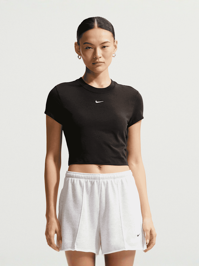 Nike  , Sportswear Chill Knit Cropped T-Shirt, black, Image 1 of 5