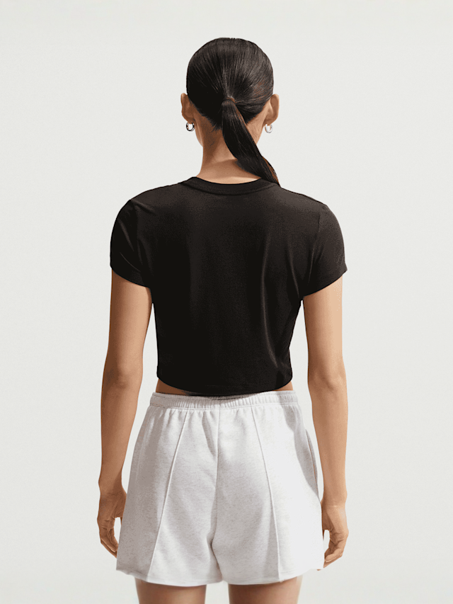 Nike  , Sportswear Chill Knit Cropped T-Shirt, black, Image 2 of 5