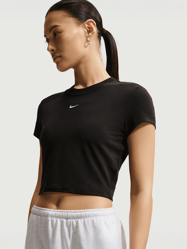 Nike  , Sportswear Chill Knit Cropped T-Shirt, black, Image 5 of 5