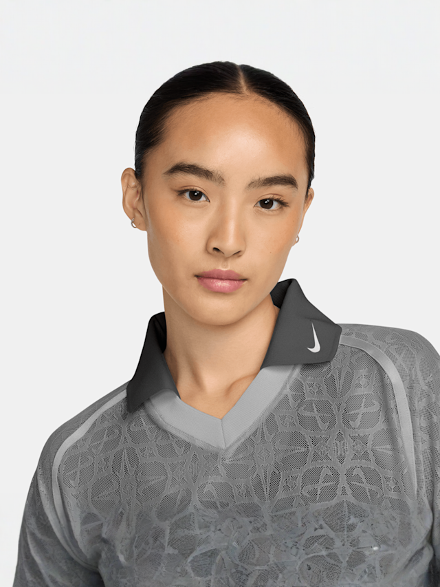 Nike  , Sportswear Loose Lace Polo Jersey Top, grey, Image 3 of 3