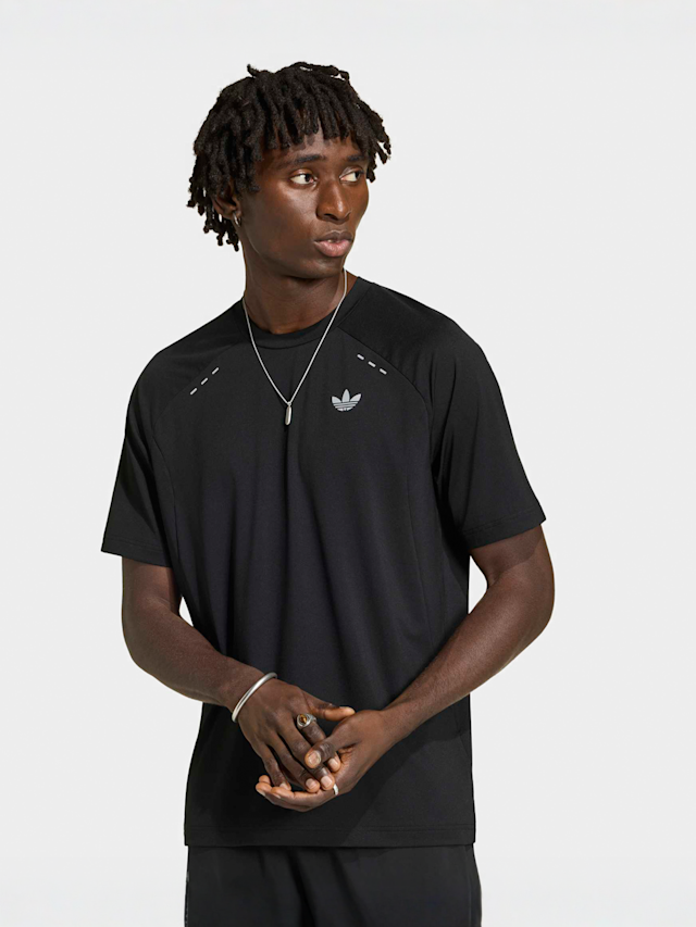 adidas Originals, Tech Trefoil Essentials Polyester Tee, black, Image 1 of 4