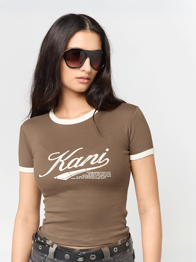 Karl Kani, Varsity Tiny T-Shirt, brown, Image 1 of 4