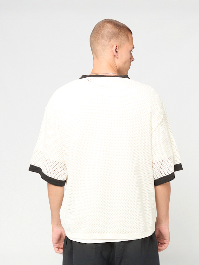 Karl Kani, Cursive Varsity Crochet Boxy T-Shirt, beige, Image 2 of 4