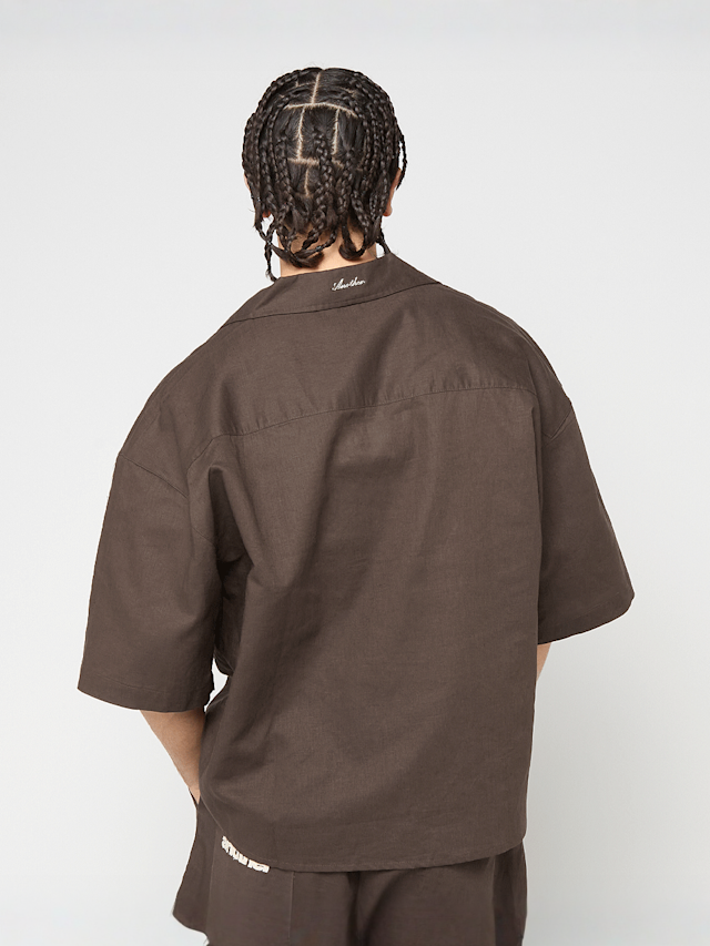 Another Cotton Lab, Another Linen Short Sleeve Shirt, brown, Image 2 of 6