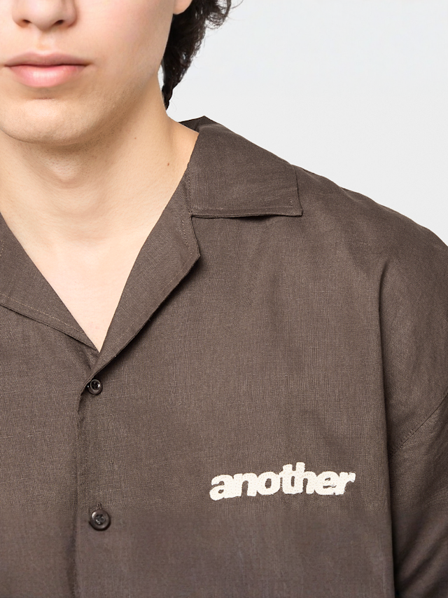 Another Cotton Lab, Another Linen Short Sleeve Shirt, brown, Image 3 of 6