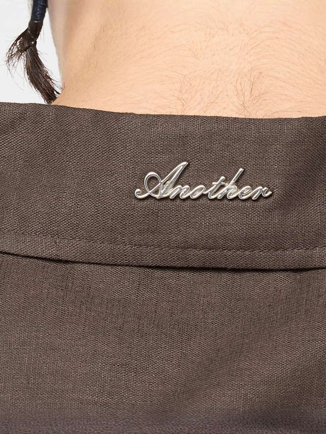 Another Cotton Lab, Another Linen Short Sleeve Shirt, brown, Image 5 of 6
