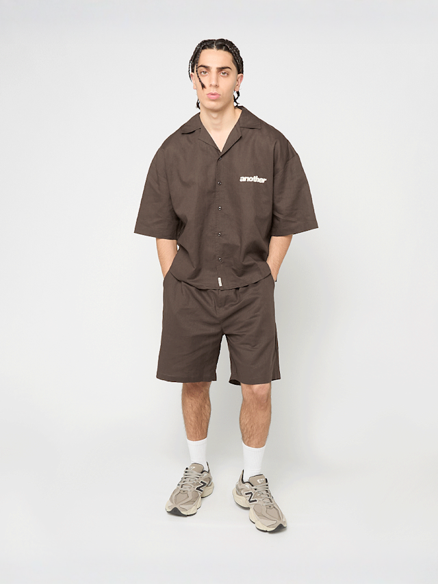 Another Cotton Lab, Another Linen Short Sleeve Shirt, brown, Image 6 of 6