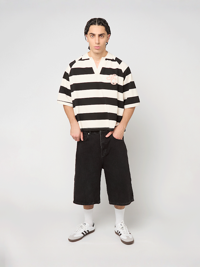 Another Cotton Lab, Stripe Polo Tee, black, Image 5 of 5