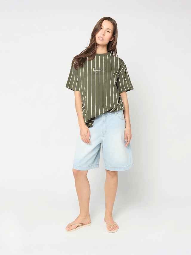 Karl Kani, Small Signature Essential Pinstripe OS Tee, green, Image 4 of 4