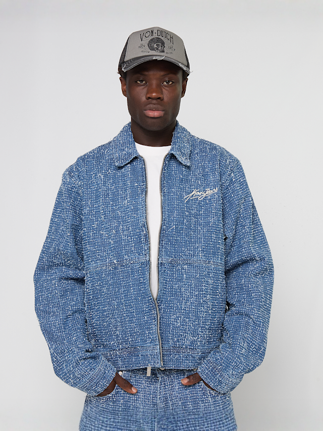 Karl Kani, Jeans Distressed Zip Denim Jacket, blue, Image 1 of 4