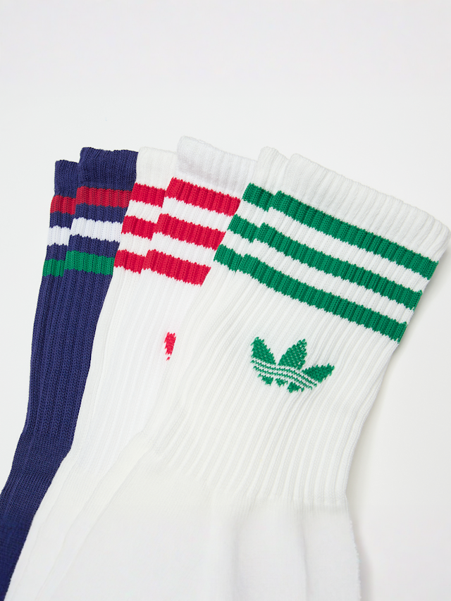 adidas Originals, 3 PACK - 3 Stripes Crew Socks, multi-colour, Image 2 of 2