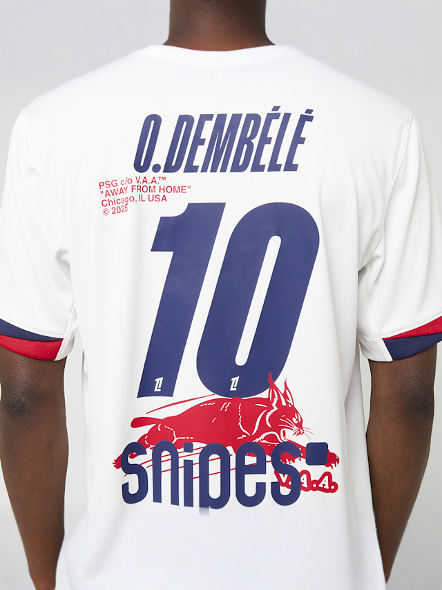 Nike, Dembélé / No. 10 / Virgil Abloh Archive / PSG DRI-Fit Jersey Shortsleeve Stadium 25/26, wit, Afbeelding 8 van 9
