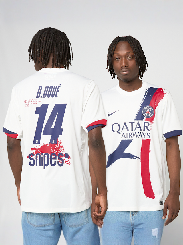 Nike, Doué / No. 14 / Virgil Abloh Archive / PSG DRI-Fit Jersey Shortsleeve Stadium 25/26, white, Image 1 of 9
