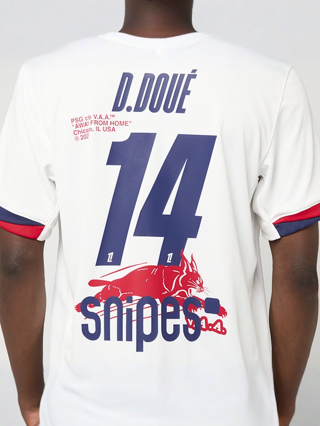 Nike, Doué / No. 14 / Virgil Abloh Archive / PSG DRI-Fit Jersey Shortsleeve Stadium 25/26, biały, Obraz 8 z 9