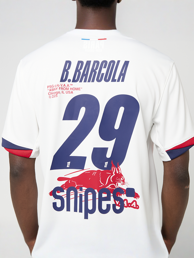 Nike, B. Barcola / No. 29 / Virgil Abloh Archive / PSG DRI-Fit Jersey Shortsleeve Stadium 25/26, biały, Obraz 8 z 9
