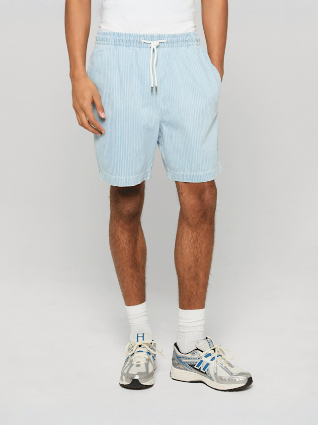 Urban Classics, Casual Pinstriped Resort Denim Shorts, blue, Image 1 of 2