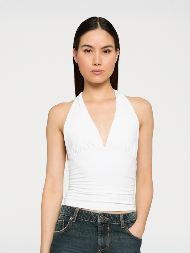 Urban Classics, Ladies Polyamide Jersey Neckholder Top, white, Image 1 of 2