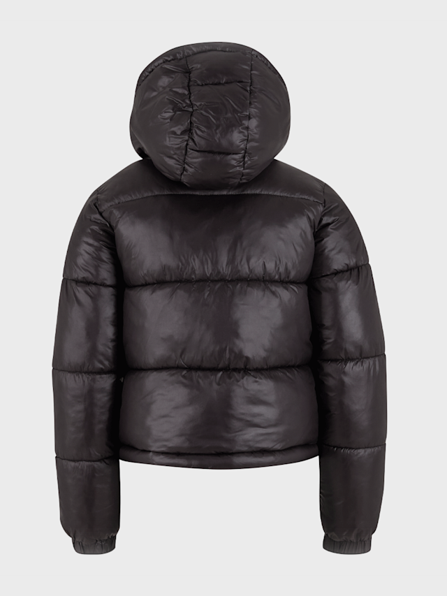 Urban Classics, Boys Shiny Puffer Jacket With Hood, black, Image 2 of 3