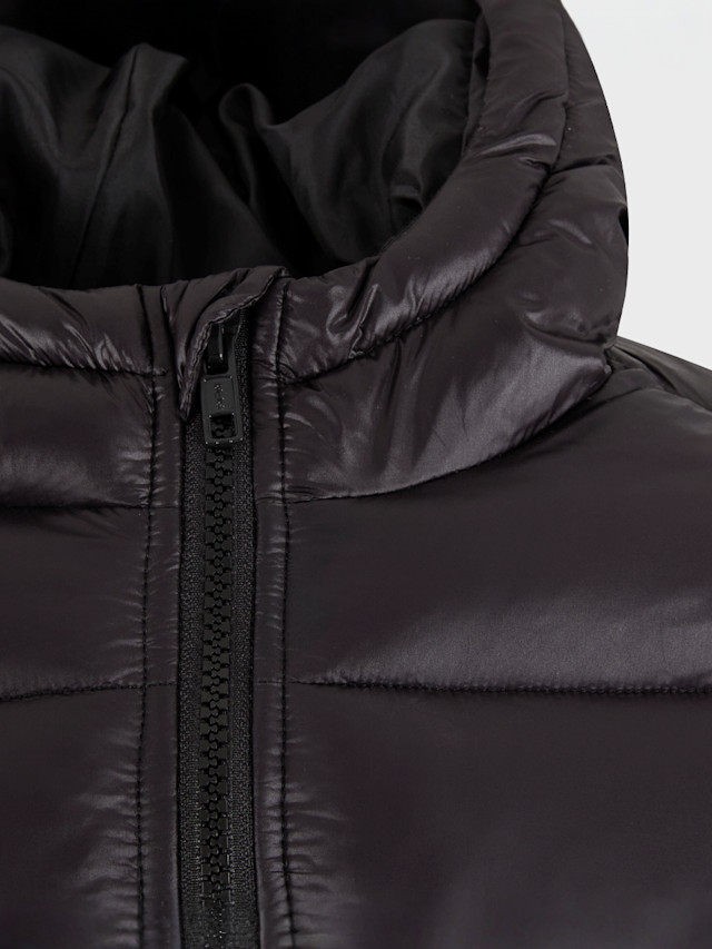 Urban Classics, Boys Shiny Puffer Jacket With Hood, black, Image 3 of 3