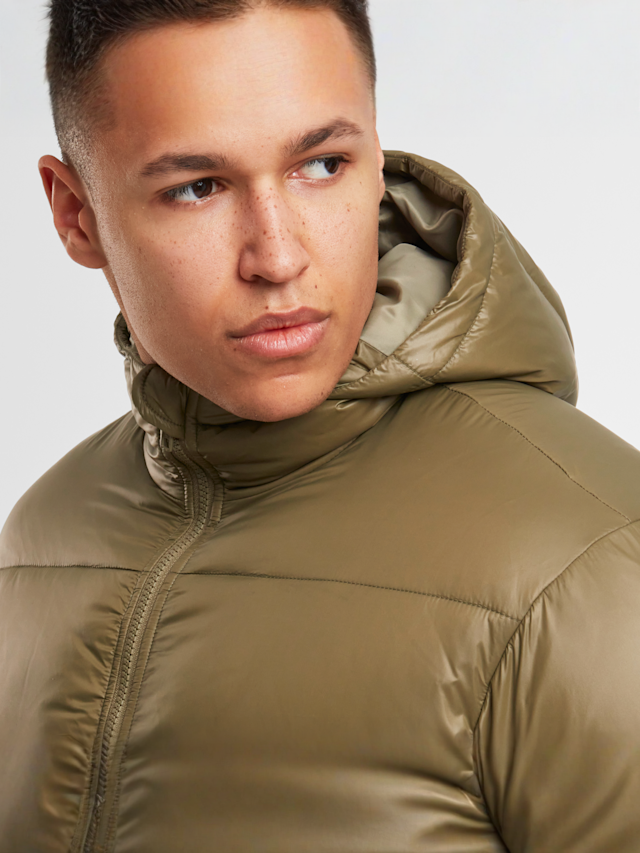 Urban Classics, Shiny Puffer Jacket With Hood magnet, green, Image 3 of 5