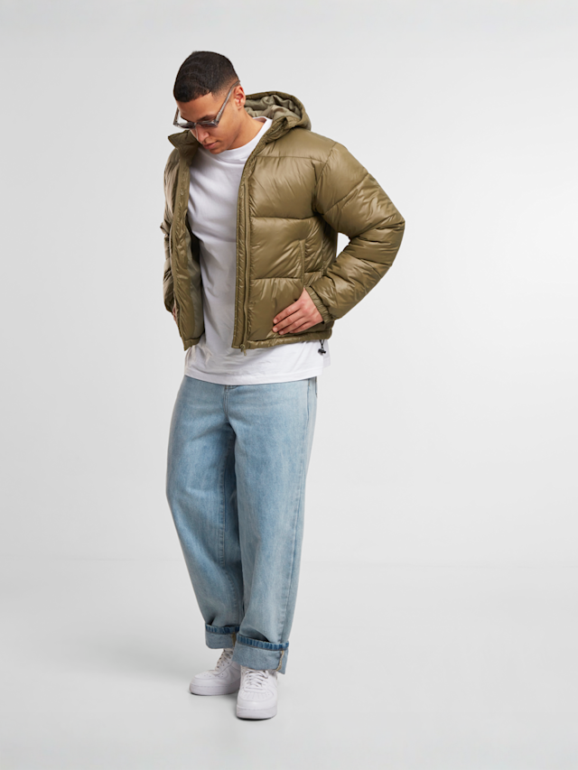 Urban Classics, Shiny Puffer Jacket With Hood magnet, green, Image 5 of 5