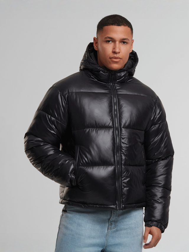 SNIPES, Shiny Puffer Jacket With Hood magnet, black, Image 1 of 5