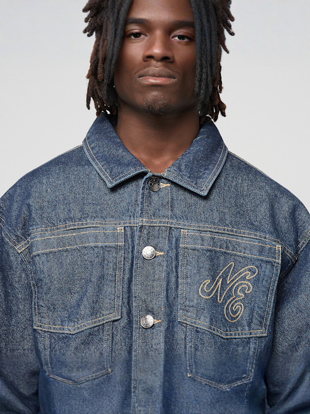 New Era, Script Denim Jacket, blue, Image 3 of 4