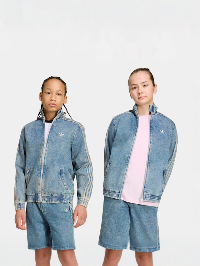 adidas Originals, Firebird Loose Denim Track Top, blue, Image 1 of 5