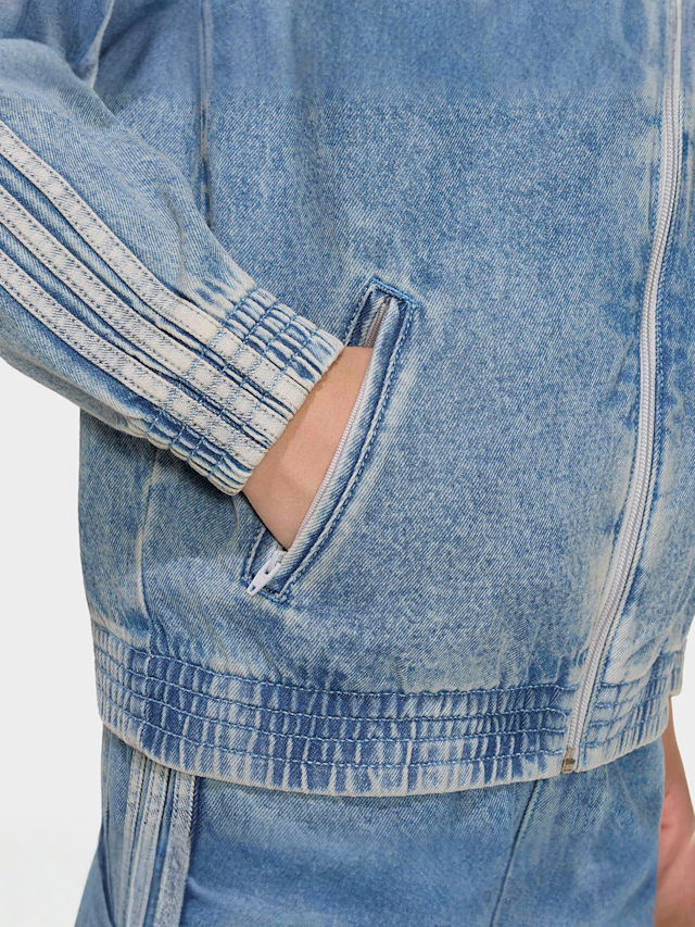 adidas Originals, Firebird Loose Denim Track Top, blue, Image 4 of 5