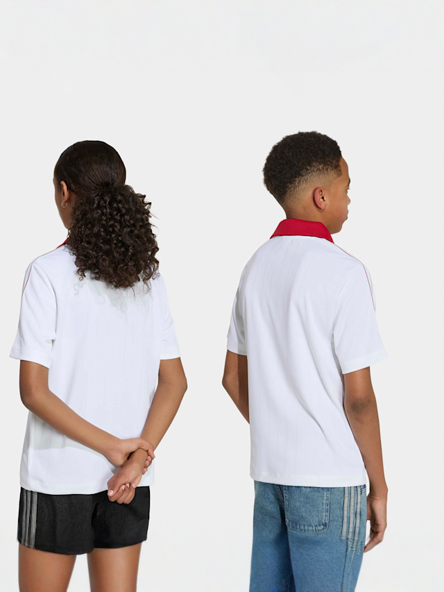 adidas Originals, Loose Pinstripe Polo Tee, white, Image 2 of 4
