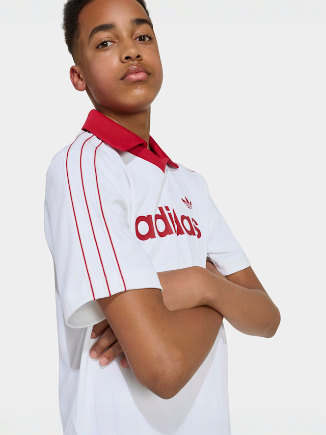 adidas Originals, Loose Pinstripe Polo Tee, white, Image 3 of 4