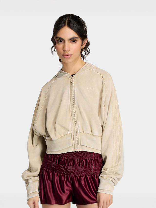 adidas Originals, Superstar Double Layered Cropped Track Top, beige, Image 1 of 5