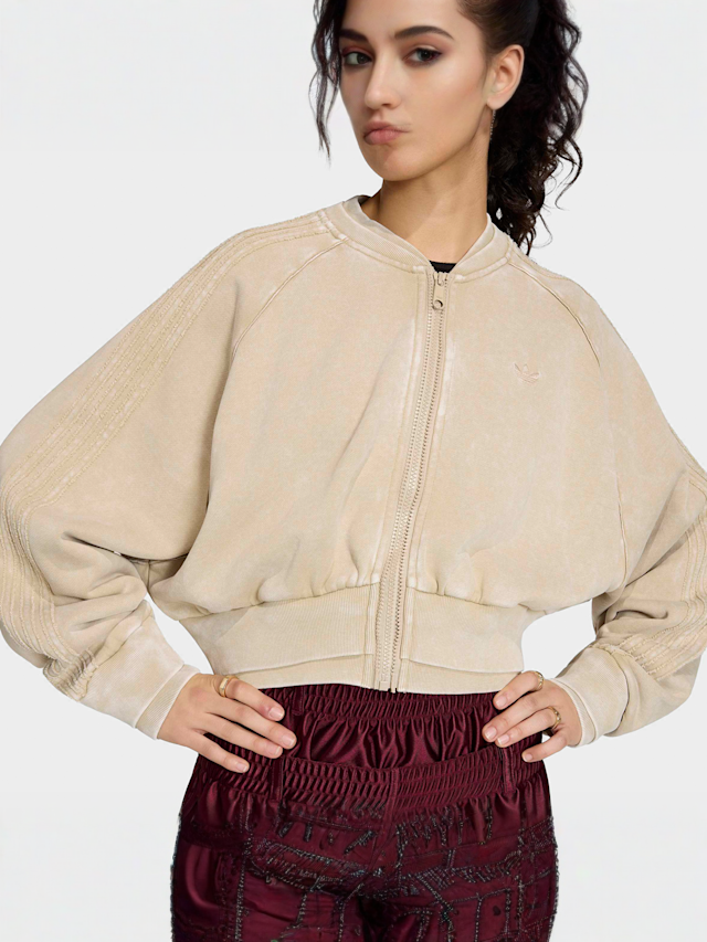 adidas Originals, Superstar Double Layered Cropped Track Top, beige, Image 3 of 5