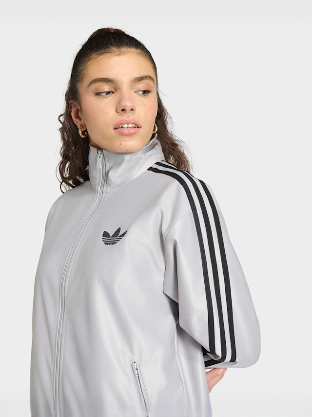 adidas Originals, Metallic Firebird Loose Track Top, grey, Image 1 of 3