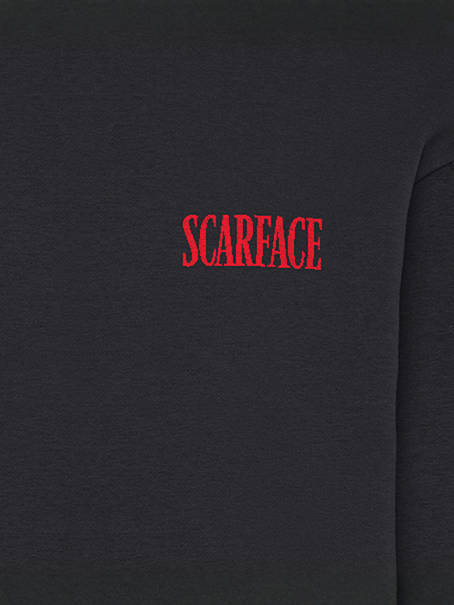 Mister Tee, Scarface Poster Fluffy Hoodie, black, Image 4 of 4