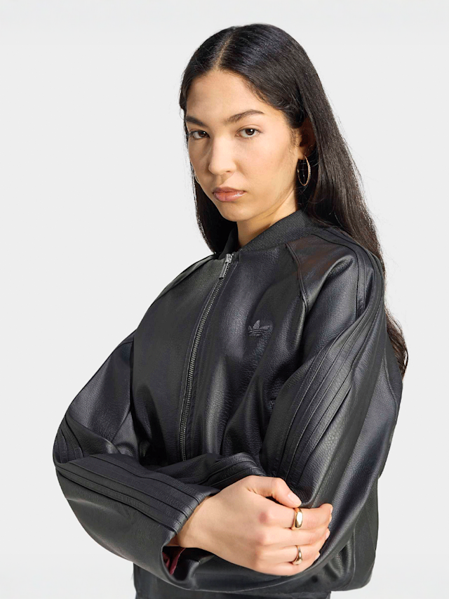 adidas Originals, Pleather Superstar Tracktop, black, Image 3 of 5