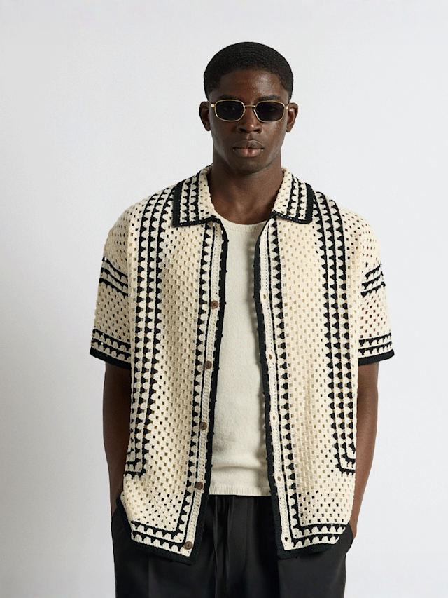 Burocs, Crochet Bicolor Shirt, beige, Image 1 of 3
