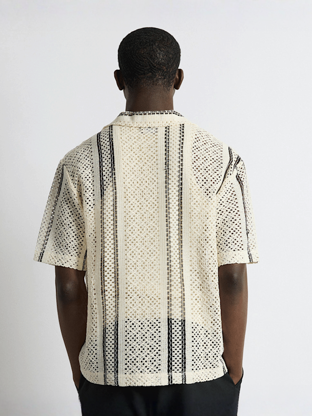 Burocs, Crochet Striped Shirt, beige, Image 2 of 3