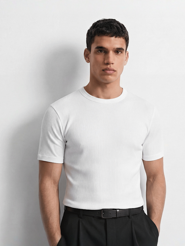 Burocs, Slim Rib T-Shirt, white, Image 1 of 3