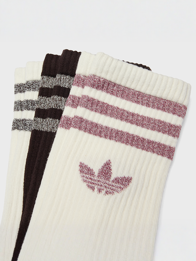 adidas Originals, 3 PACK - 3-Stripes Glitter Crew Socks, multi-colour, Image 2 of 2