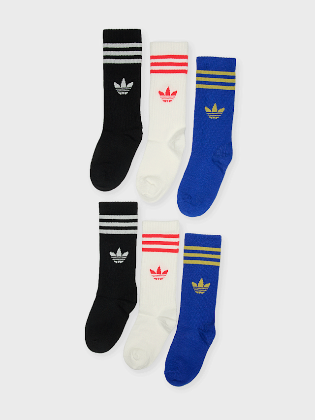 adidas Originals, 6 PACK - 3 Stripes Crew Socks, multi-colour, Image 1 of 2