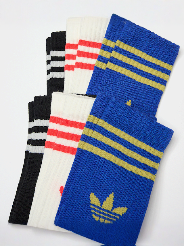 adidas Originals, 6 PACK - 3 Stripes Crew Socks, multi-colour, Image 2 of 2