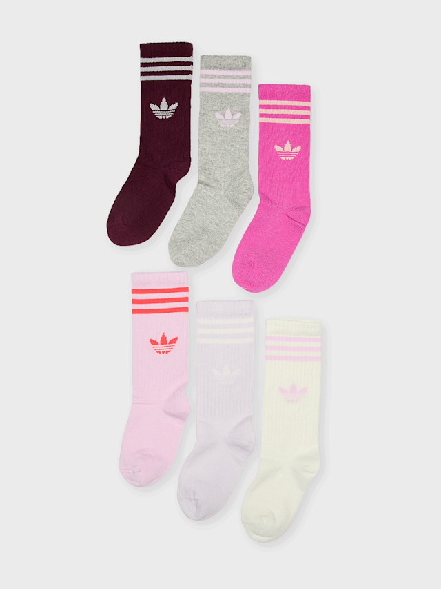 adidas Originals, 6 PACK - 3 Stripes Crew Socks, multi-colour, Image 1 of 2