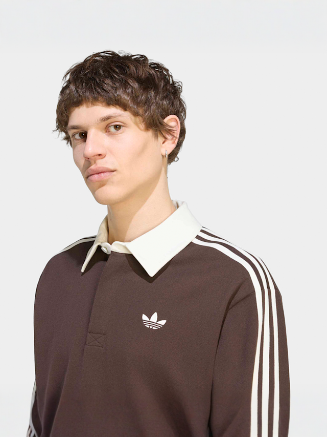 adidas Originals, 3-Stripes Rugby Longsleeve Polo, brown, Image 3 of 5