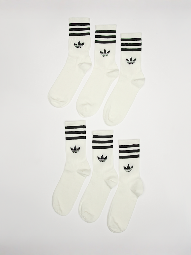 adidas Originals, 6 PACK - 3-Stripes Crew Socks, white, Image 1 of 2