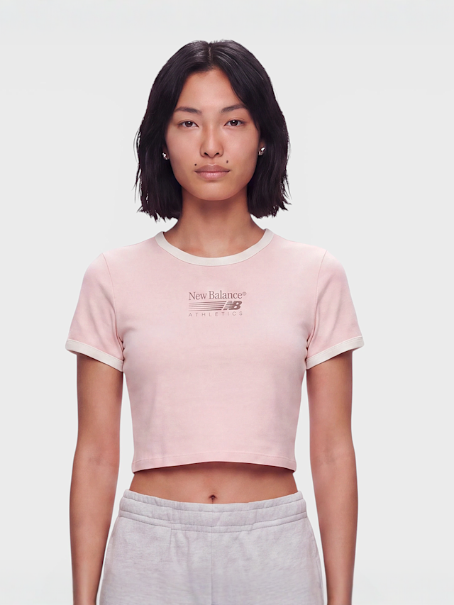 New Balance, Trackside Ringer T-Shirt, Pink, Image 1 of 4