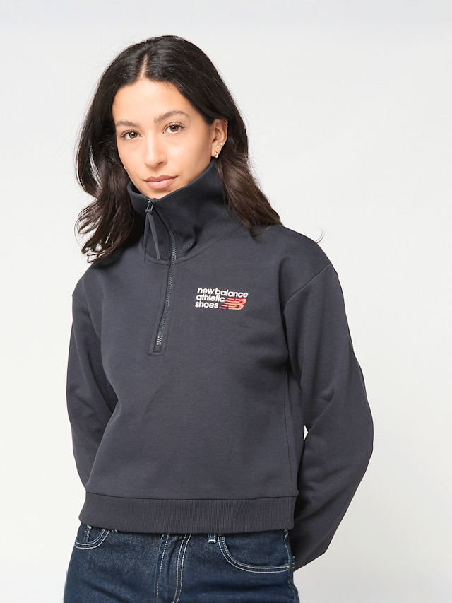 New Balance, Athletics Premium Logo Oversized Half Zip, blue, Image 1 of 4