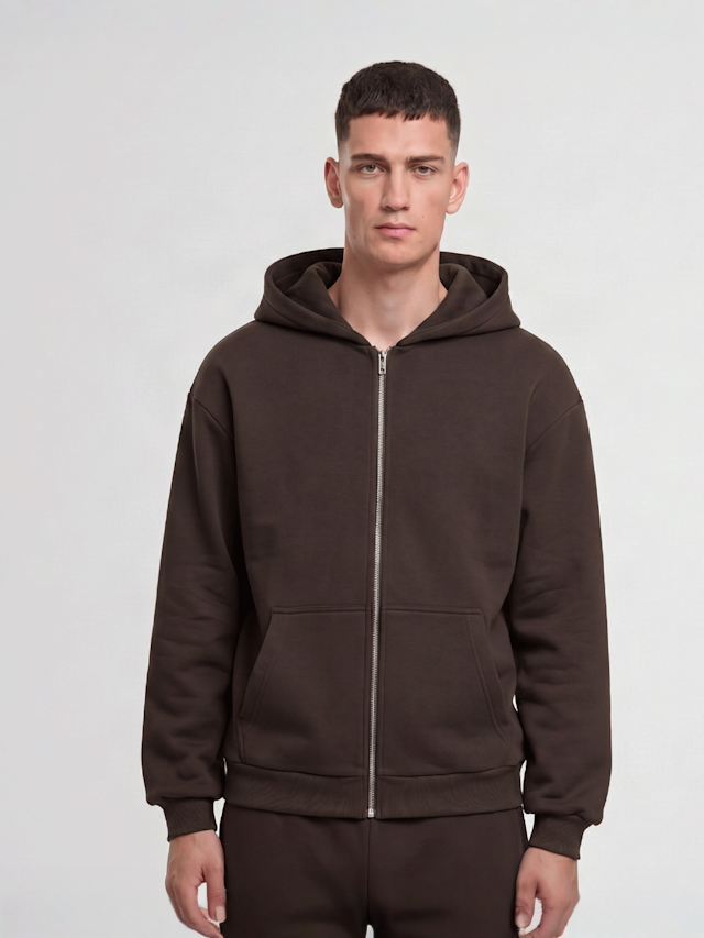 Urban Classics, Fluffy Zip Hoody, brown, Image 1 of 3