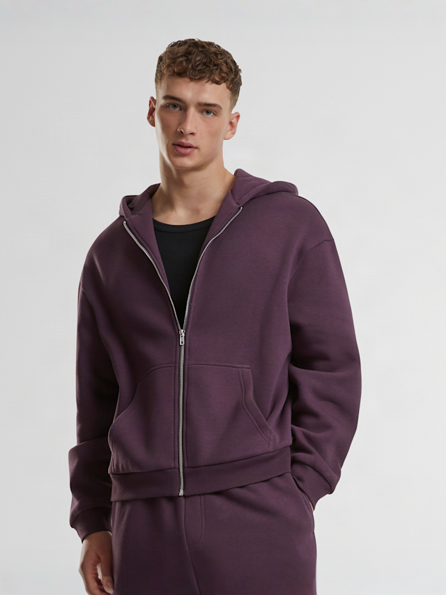 Urban Classics, Fluffy Zip Hoody, purple, Image 1 of 4